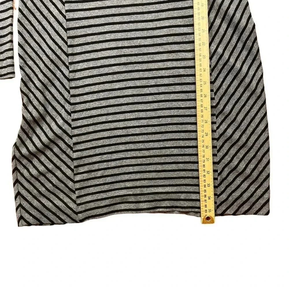 Tory Burch Gray Black Striped Mock Neck Long Sleeve Sweater Dress 30142482